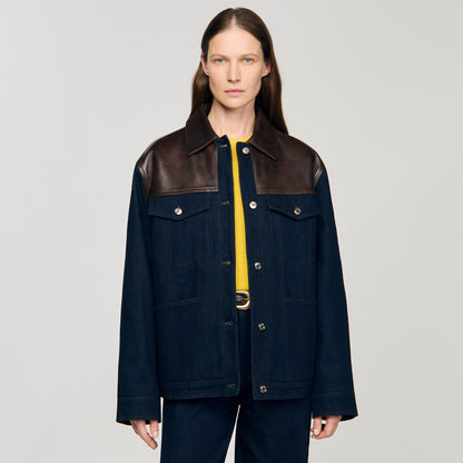 Raphael Denim And Leather Jacket Blue Jean