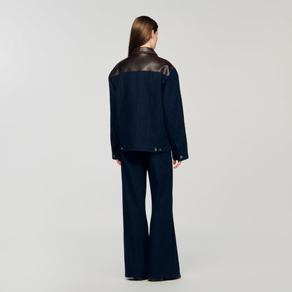 Raphael Denim And Leather Jacket Blue Jean