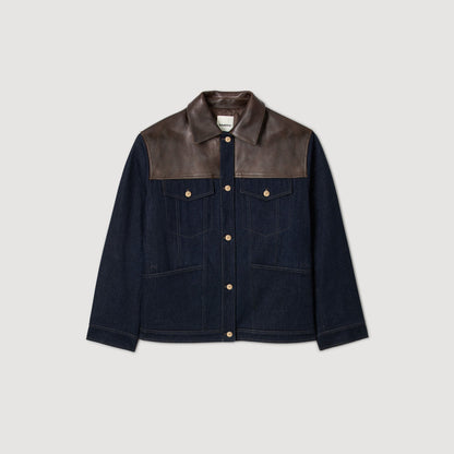 Raphael Denim And Leather Jacket Blue Jean