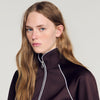 Lizy Cropped embroidered satin jacket Brown