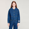 Dallas Statement Button Denim Jacket Deep Blu