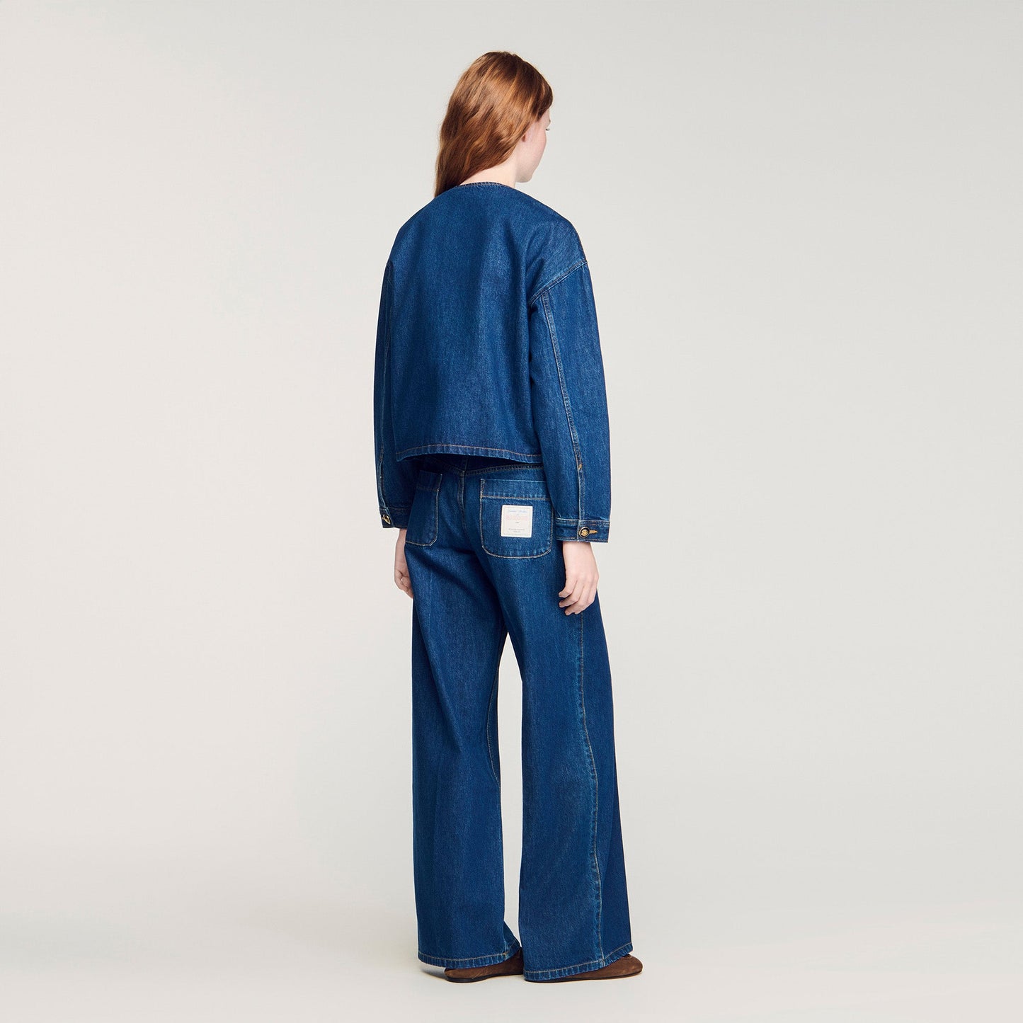 Dallas Statement Button Denim Jacket Deep Blu