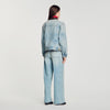 Freja Denim jacket with leather collar Blue Jean