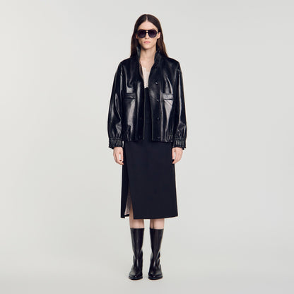 Kim Oversized leather jacket Black