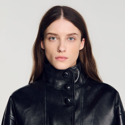 Kim Oversized leather jacket Black
