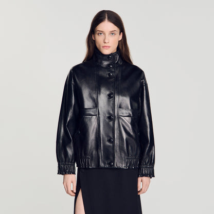 Kim Oversized leather jacket Black