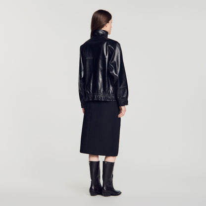Kim Oversized leather jacket Black