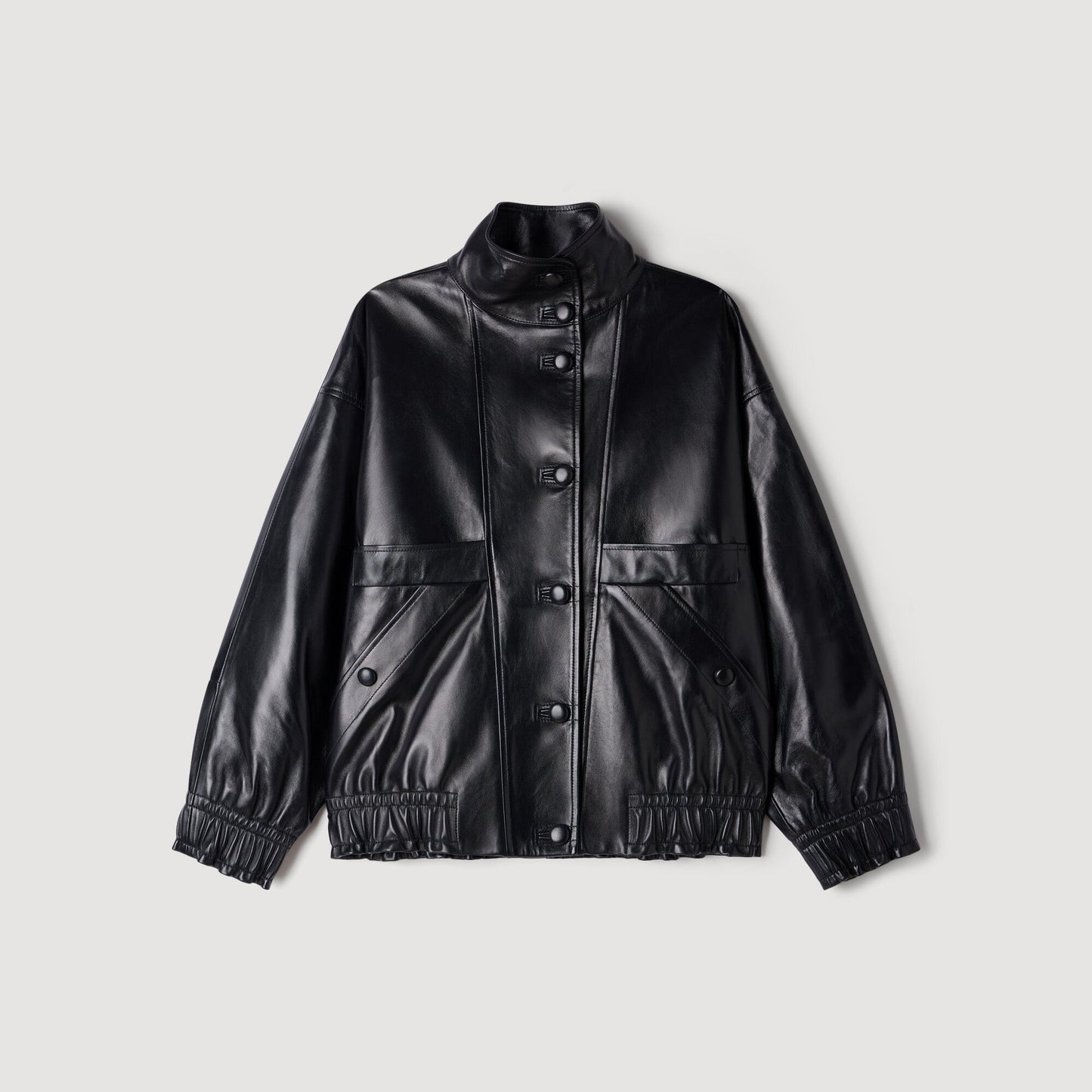 Kim Oversized leather jacket Black