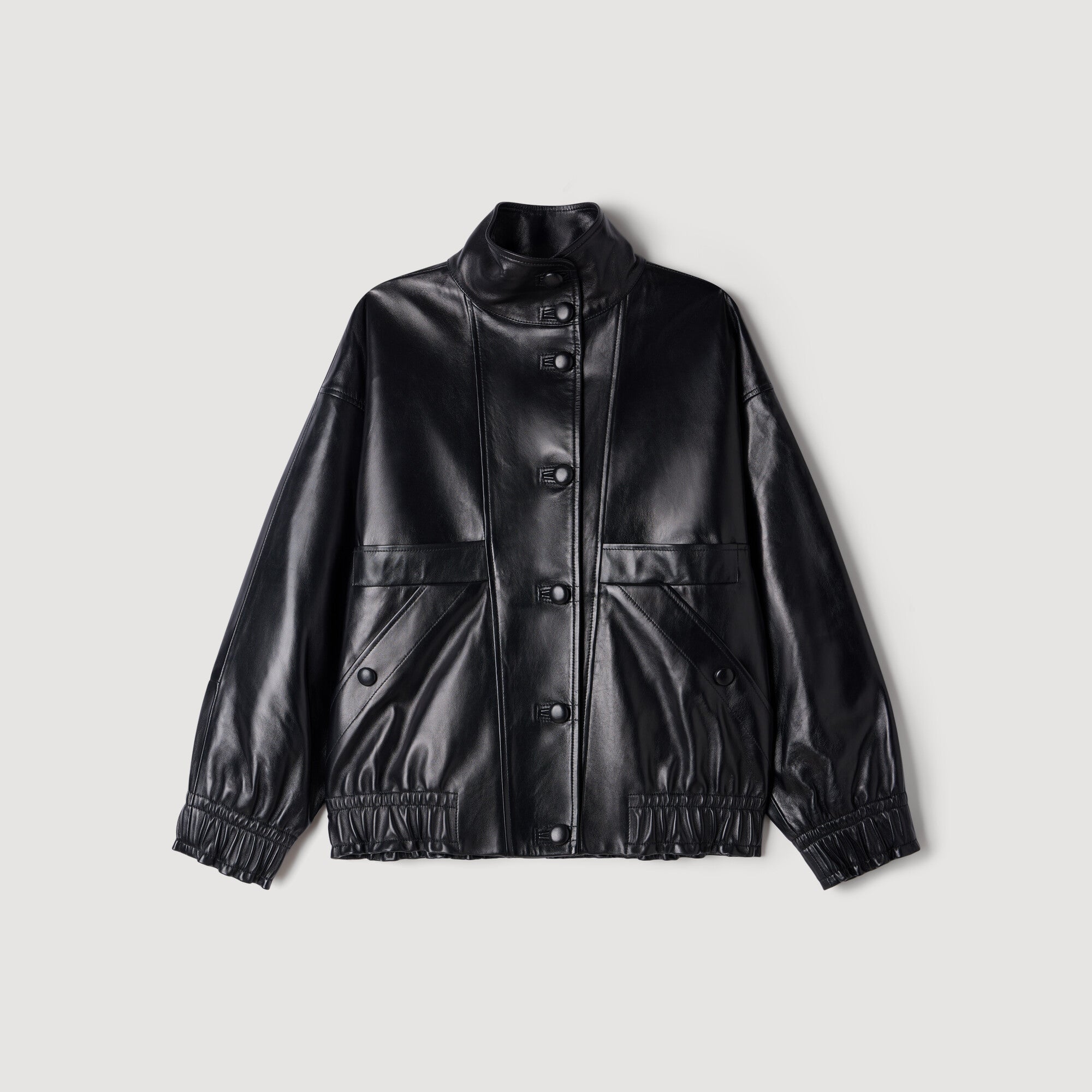 Kim Oversized leather jacket Black