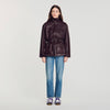 John Oversized leather collar jacket Bordeaux