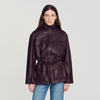 John Oversized leather collar jacket Bordeaux