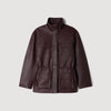 John Oversized leather collar jacket Bordeaux