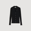 Fine Ribbed Knit Cardigan Black