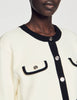 Two-Tone Cardigan With Buttons Ecru