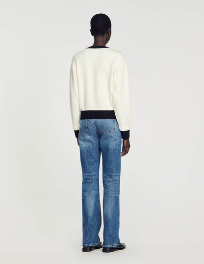 Two-Tone Cardigan With Buttons Ecru