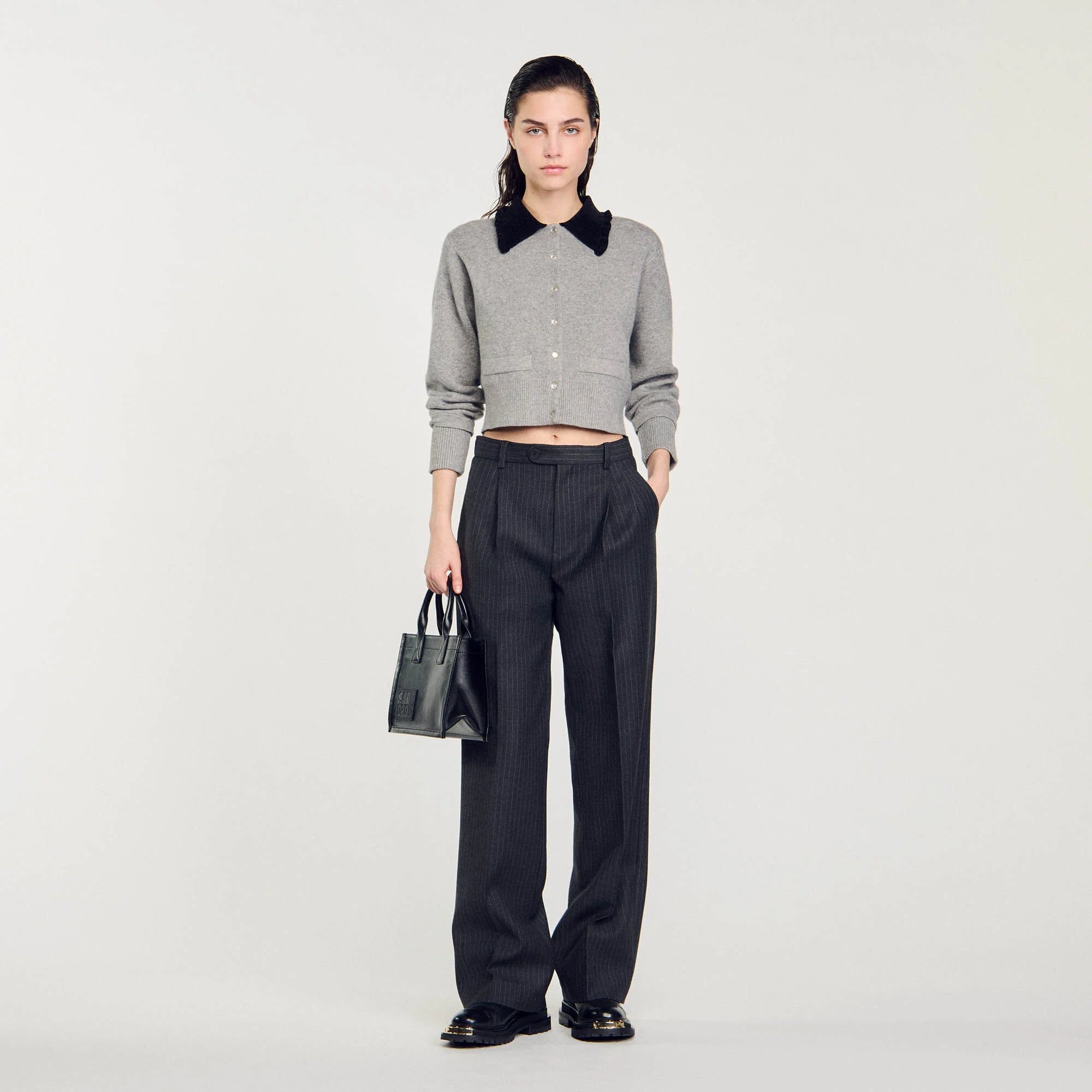 Cropped Coatigan Grey