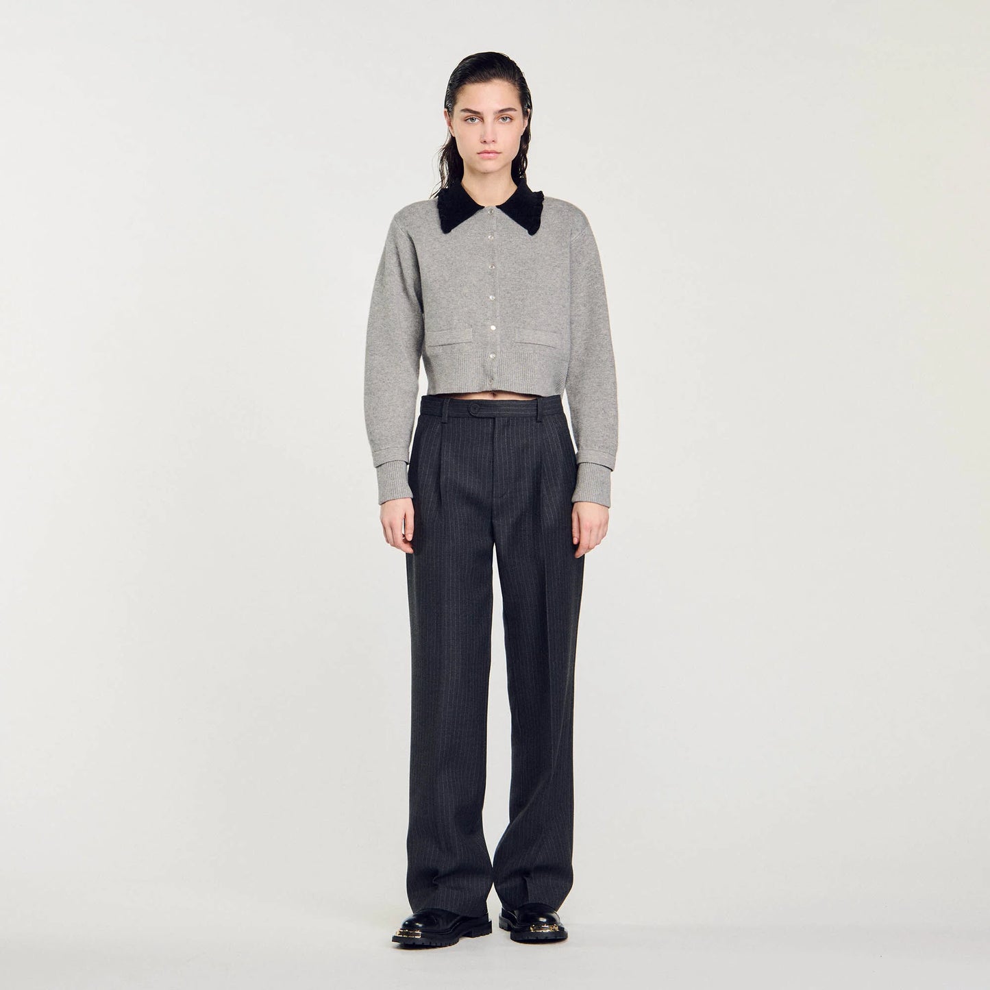 Cropped Coatigan Grey