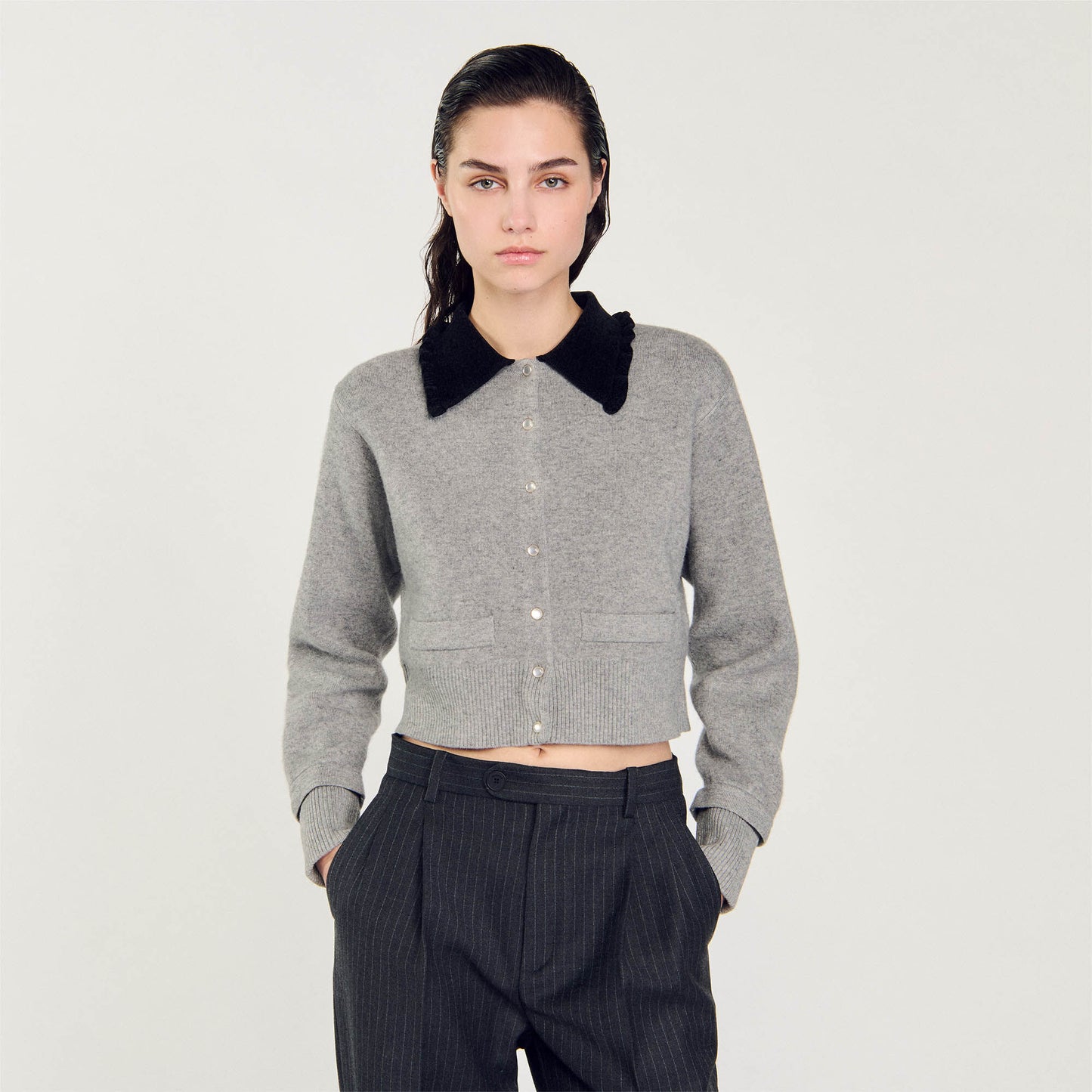 Cropped Coatigan Grey