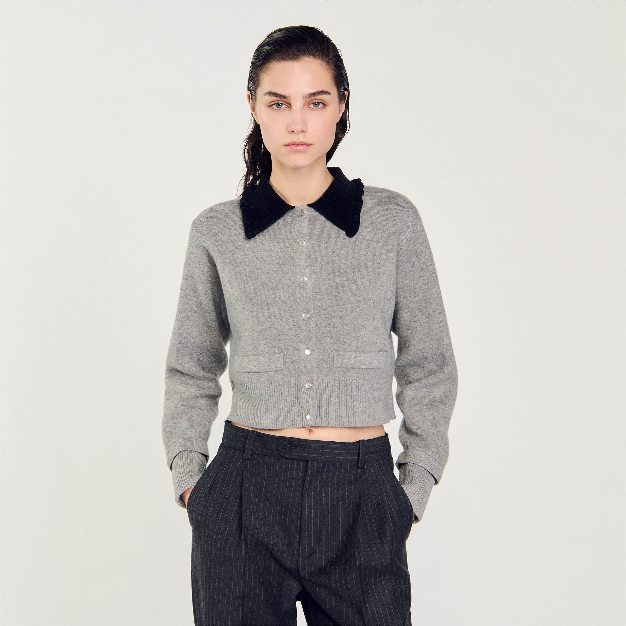 Cropped Coatigan Grey