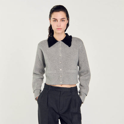Cropped Coatigan Grey