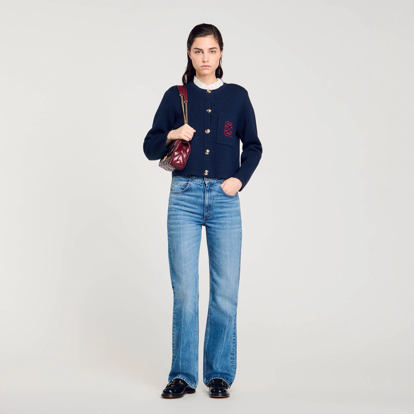 Coatigan With Ruffled Collar Deep Blu