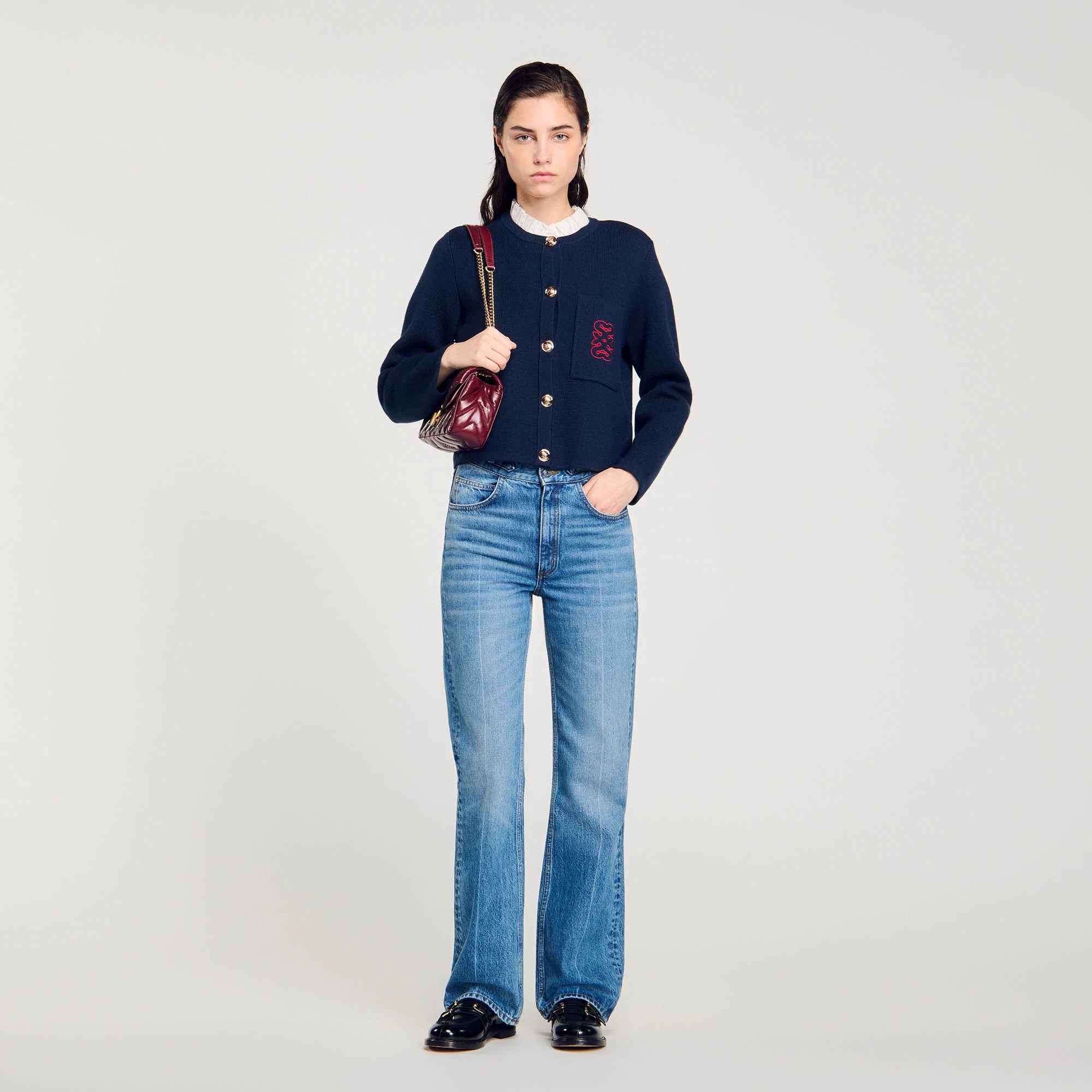 Coatigan With Ruffled Collar Deep Blu