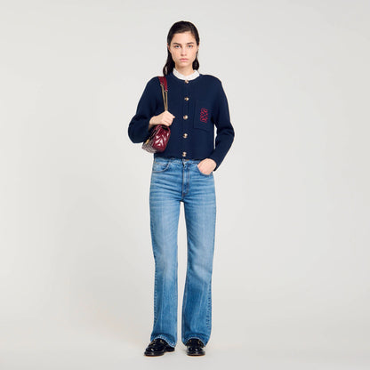 Coatigan With Ruffled Collar Deep Blu