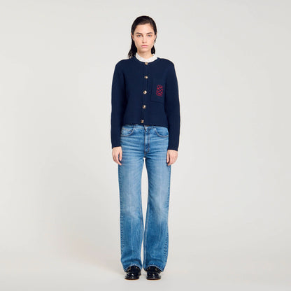Coatigan With Ruffled Collar Deep Blu