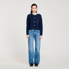 Coatigan With Ruffled Collar Deep Blu