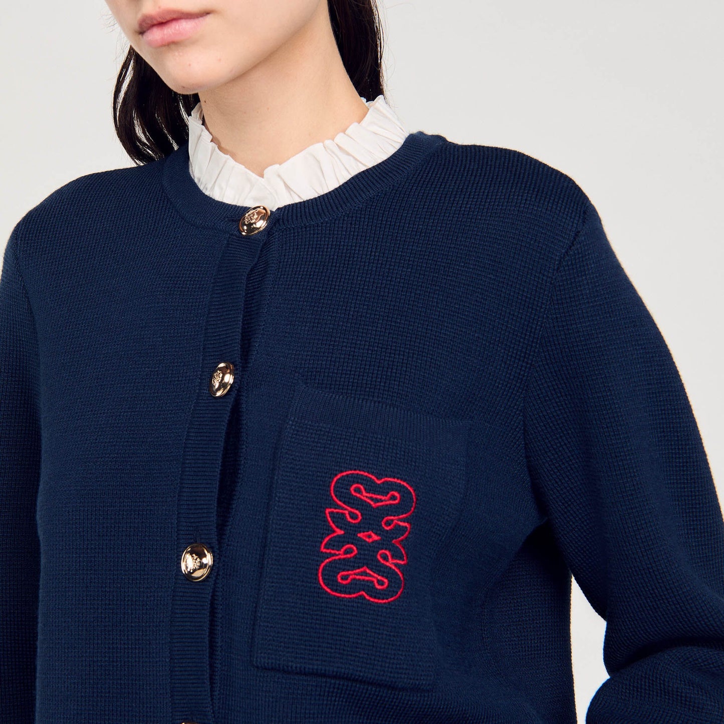 Coatigan With Ruffled Collar Deep Blu