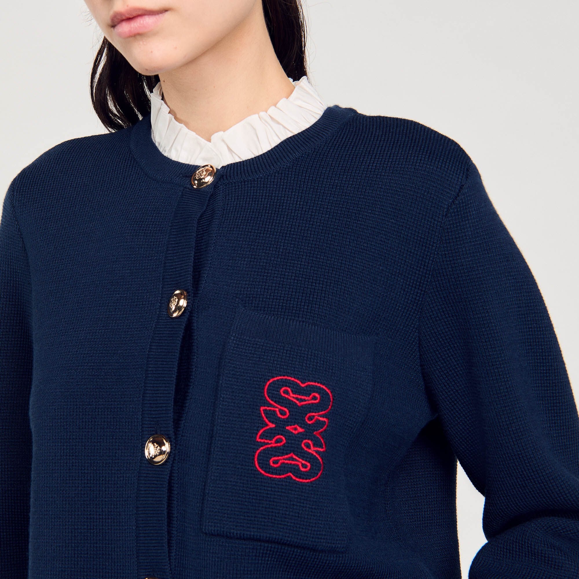 Coatigan With Ruffled Collar Deep Blu