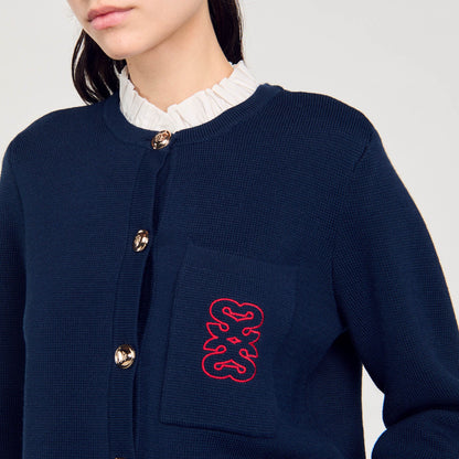 Coatigan With Ruffled Collar Deep Blu