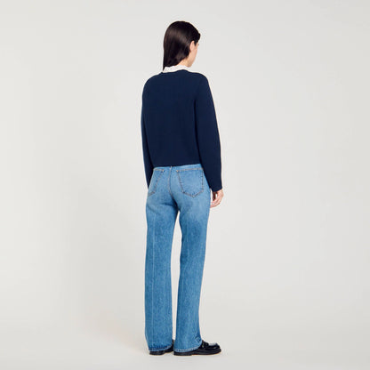 Coatigan With Ruffled Collar Deep Blu