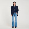 Coatigan With Ruffled Collar Deep Blu