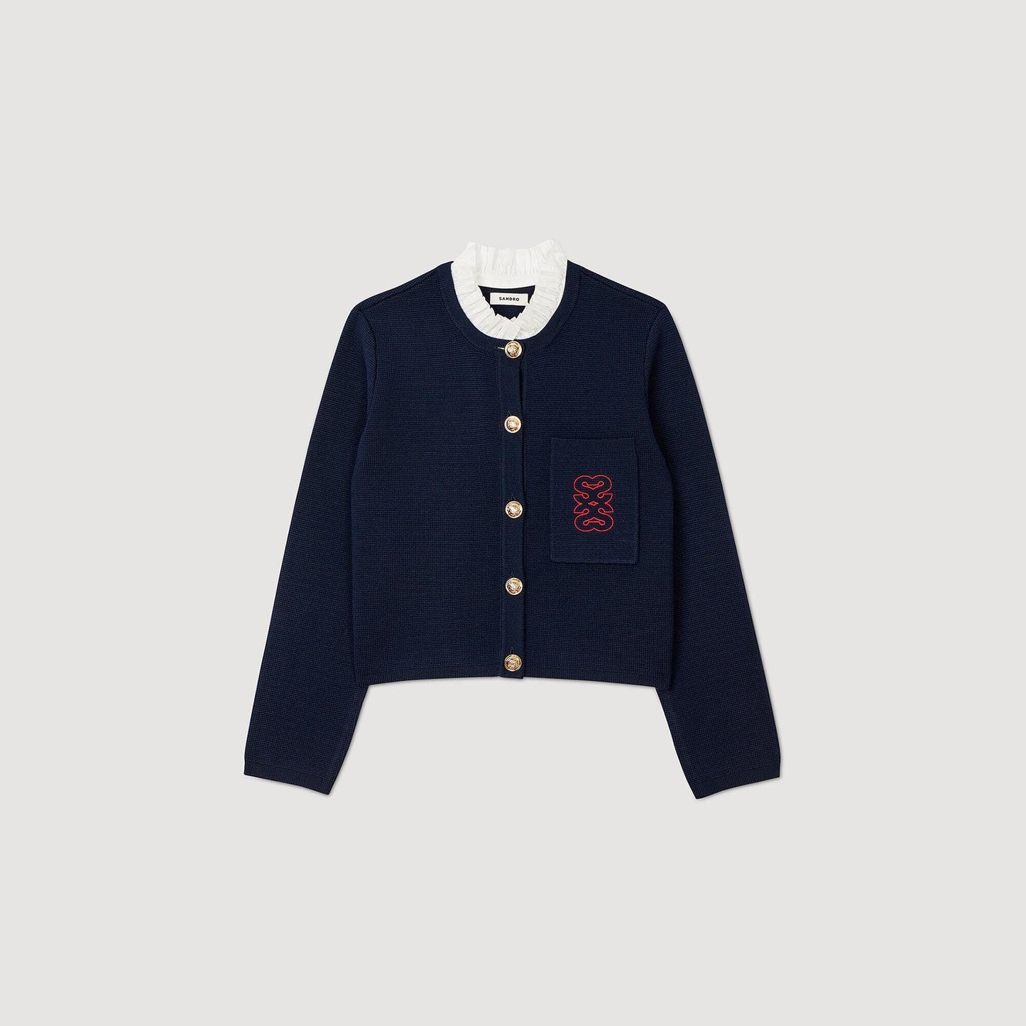 Coatigan With Ruffled Collar Deep Blu