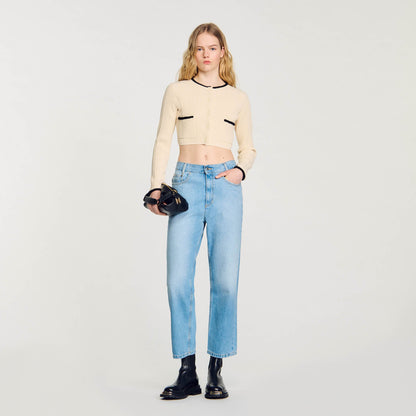 Pointelle Knit Cardigan Ecru