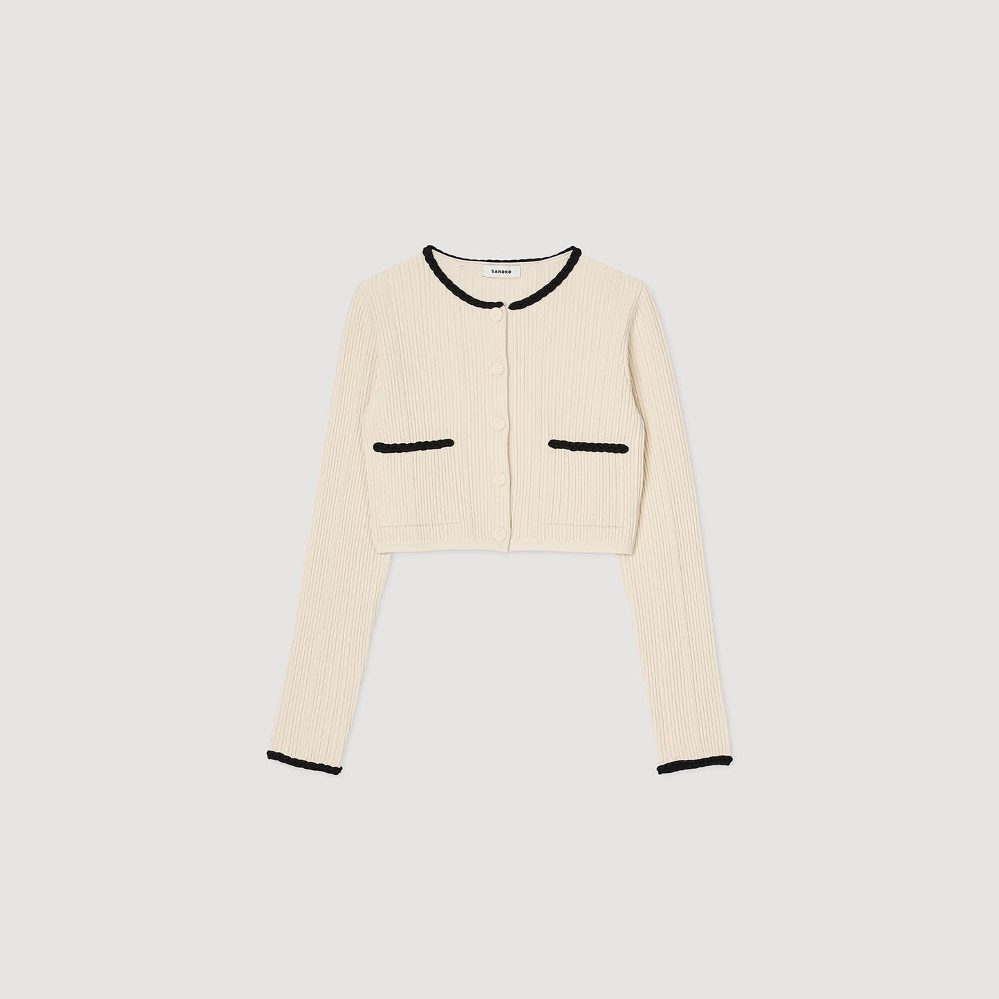 Pointelle Knit Cardigan Ecru