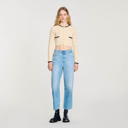 Pointelle Knit Cardigan Ecru