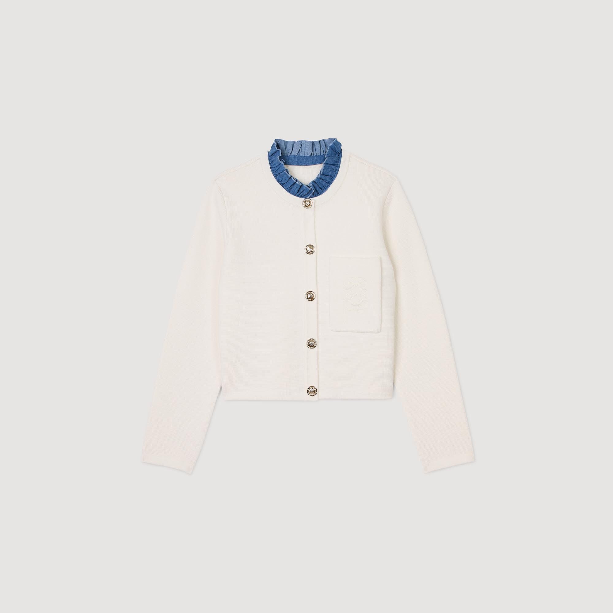 High-Neck Cardigan Ecru