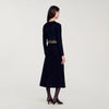 Short Rhinestone Velvet Knit Cardie Black