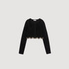 Short Rhinestone Velvet Knit Cardie Black