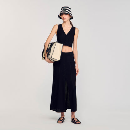 Decorative Knit Cardigan Black