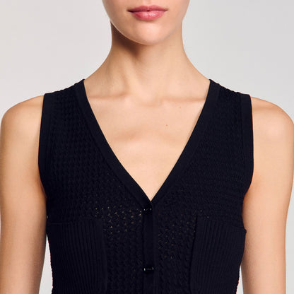 Decorative Knit Cardigan Black