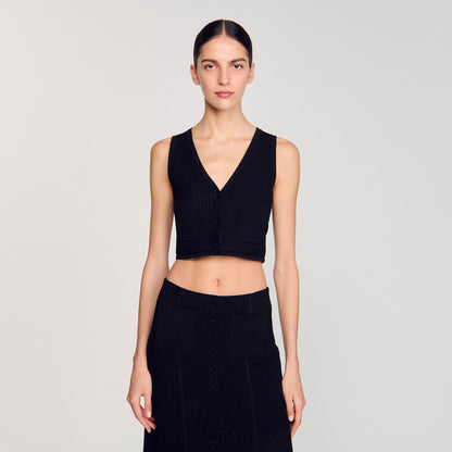 Decorative Knit Cardigan Black