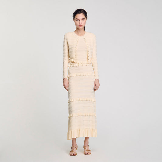 Saphir Ruffled Cardigan Ecru