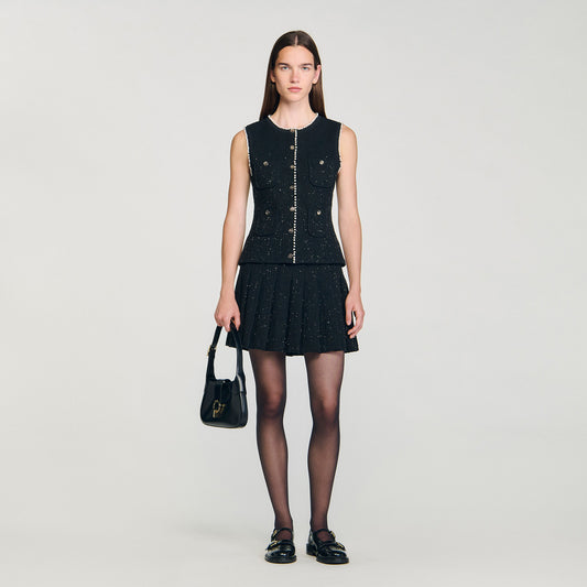 Henria Decorative Tweed Waistcoat Black