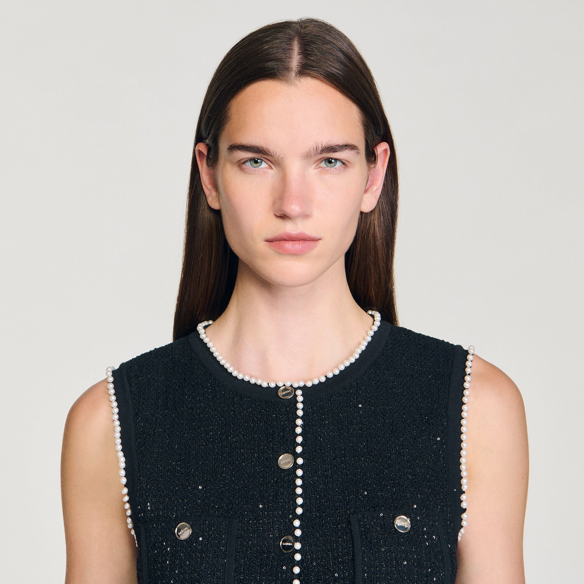 Henria Decorative Tweed Waistcoat Black