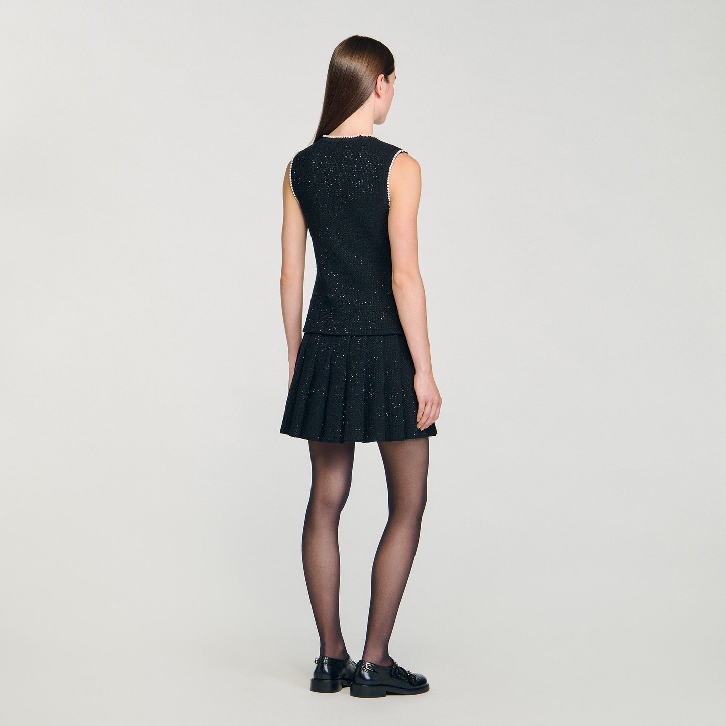 Henria Decorative Tweed Waistcoat Black