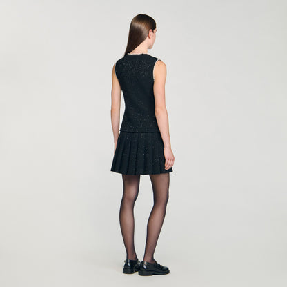 Henria Decorative Tweed Waistcoat Black