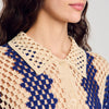 Palmas Two-Tone Knit Cardigan Blue / Ecru